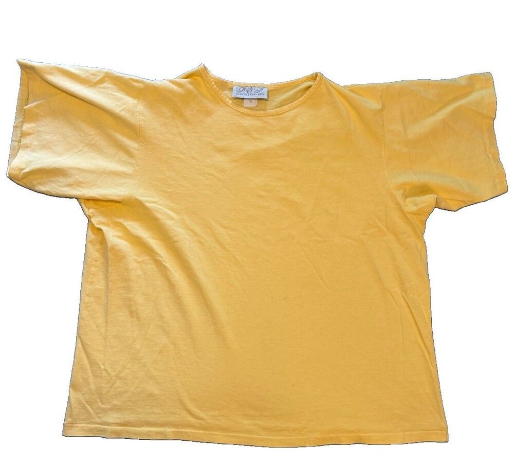 Vintage LEL Long Elegant Legs Womens S Yellow Short Sleeve T Shirt Boxy Crewneck
